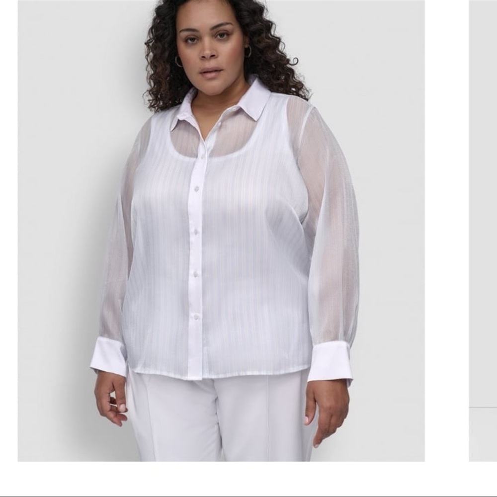 DKNY White Sheer Blouse